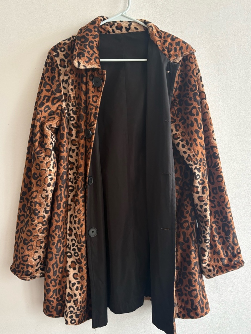 Reversible vintage cheetah print trench coat